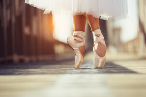 ballerina dancer in pointe ballet shoes