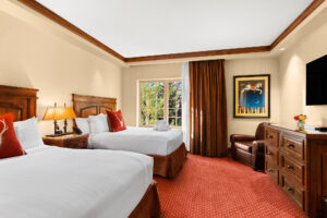 village view has Colorado style and 2 double beds in guest room Tivoli Lodge Vail Colorado