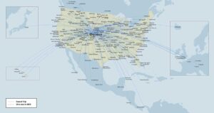 DIA Denver airport map showing flights into Denver Tivoli Lodge Vail Colorado