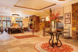 full grand lobby view of Tivoli Lodge Vail Colorado