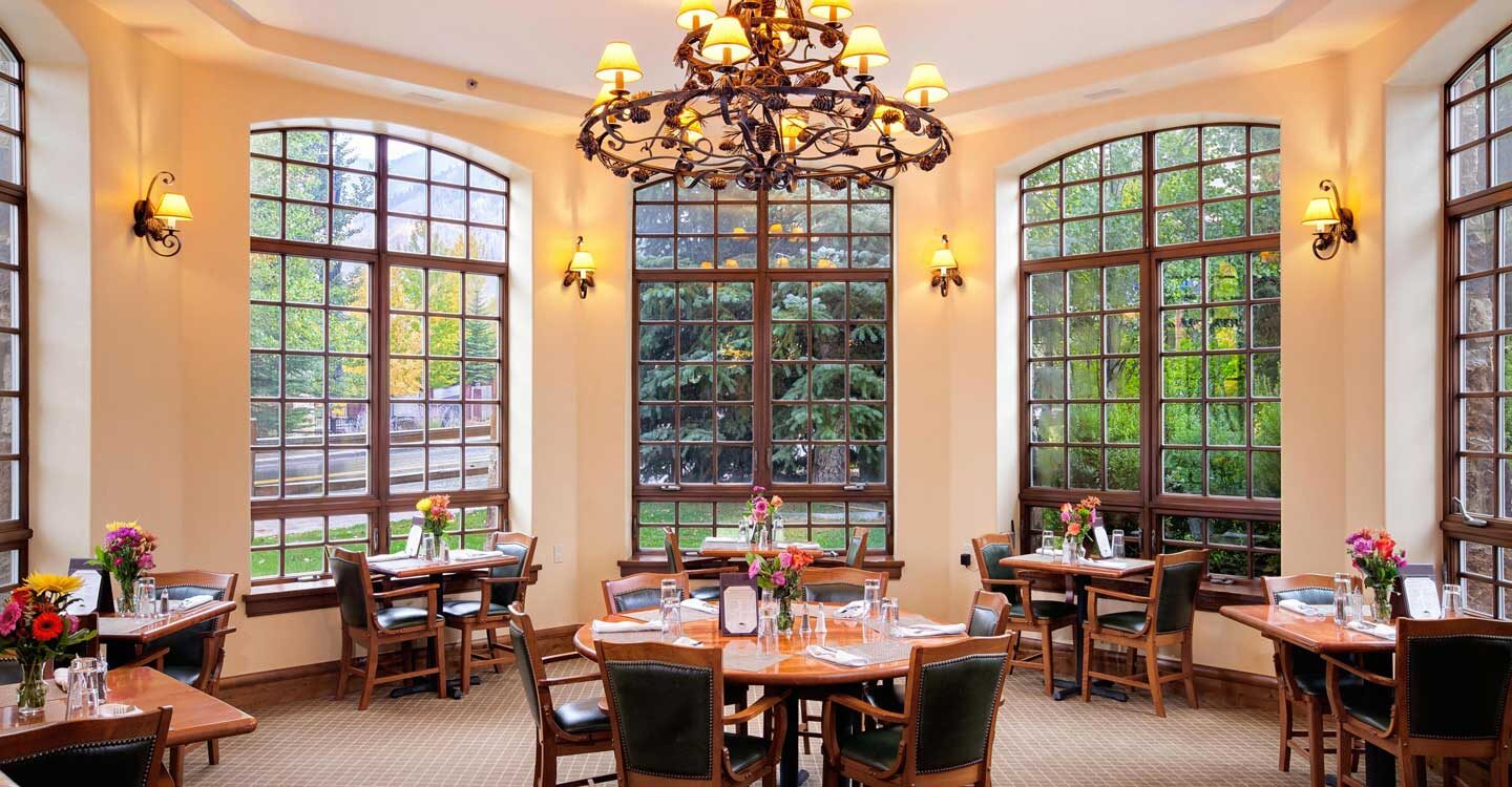 dining room set up for meetings or weddings Tivoli Lodge Vail Colorado