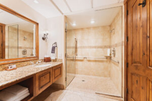 bathroom at Tivoli Lodge Vail Colorado is ADA accessible
