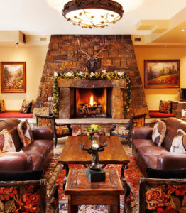 Colorado themed decor in the lobby of Tivoli Lodge Vail Colorado